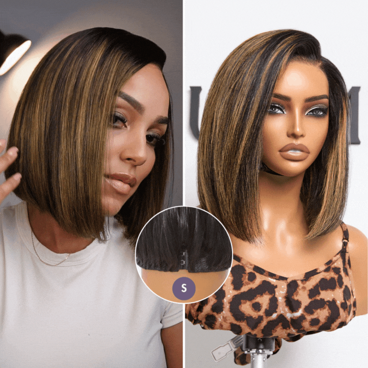 Halo Hair Style All-Day Comfort Wig Blunt Cut Bob Glueless Minimalist HD Lace Short Human Hair Wig Pre-Cut Lace