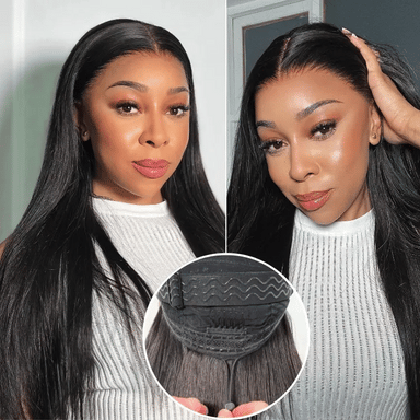 New Customers Only | PreMax Wigs - Halo Hair Style Hair Body Wave / Straight Glueless 13x4 Frontal Lace Long Wig Pre-Cut Lace