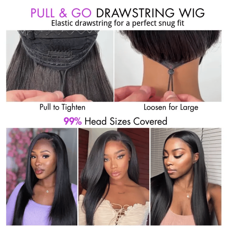 New Customers Only | PreMax Wigs - Halo Hair Style Hair Body Wave / Straight Glueless 13x4 Frontal Lace Long Wig Pre-Cut Lace
