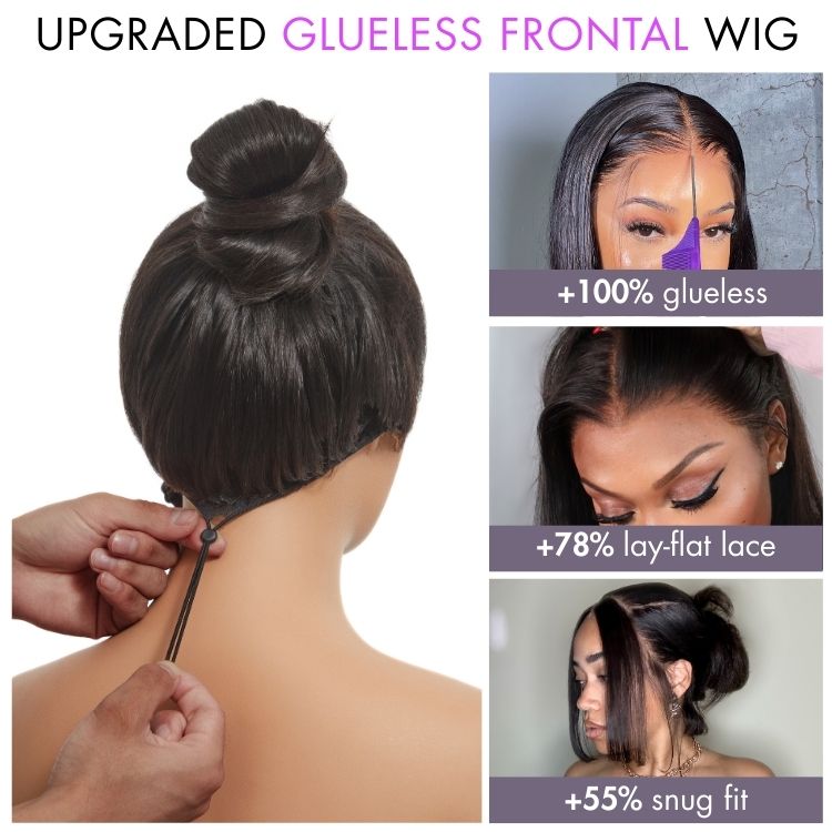 New Customers Only | PreMax Wigs - Halo Hair Style Hair Body Wave / Straight Glueless 13x4 Frontal Lace Long Wig Pre-Cut Lace