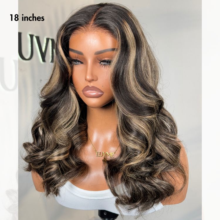 Curtain Bangs Blonde Highlight Loose Wave Glueless 5x5 Closure Pre-Cut Lace Wig All Head Sizes Fit Cap - US Only