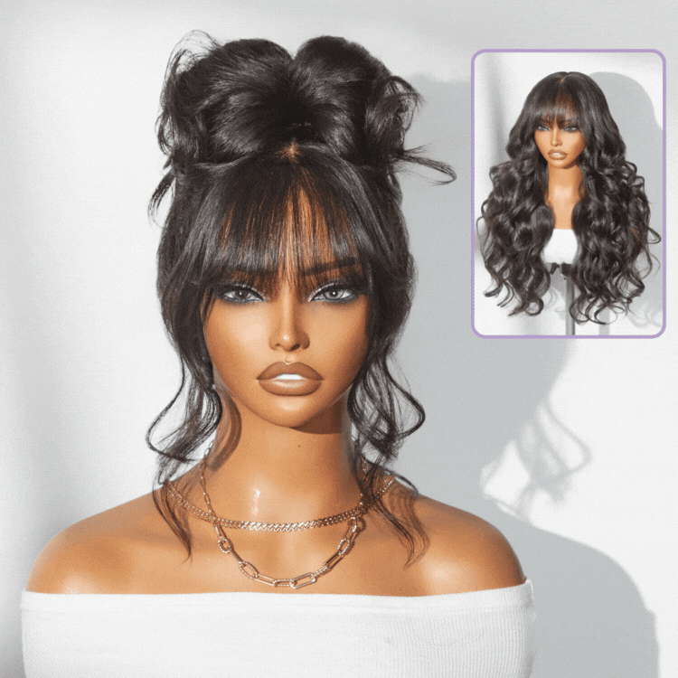 Weekly Special | Halo Hair Style All-Day Comfort Wig Loose Body Wave Glueless 7x6 Closure HD Lace Human Hair Wig with Bangs Pre-Cut Lace