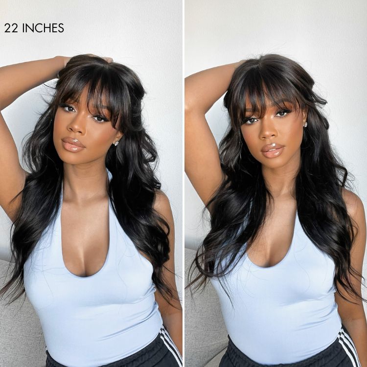 Weekly Special | Halo Hair Style All-Day Comfort Wig Loose Body Wave Glueless 7x6 Closure HD Lace Human Hair Wig with Bangs Pre-Cut Lace