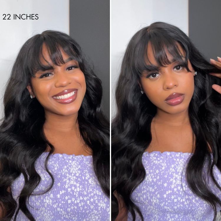 Weekly Special | Halo Hair Style All-Day Comfort Wig Loose Body Wave Glueless 7x6 Closure HD Lace Human Hair Wig with Bangs Pre-Cut Lace