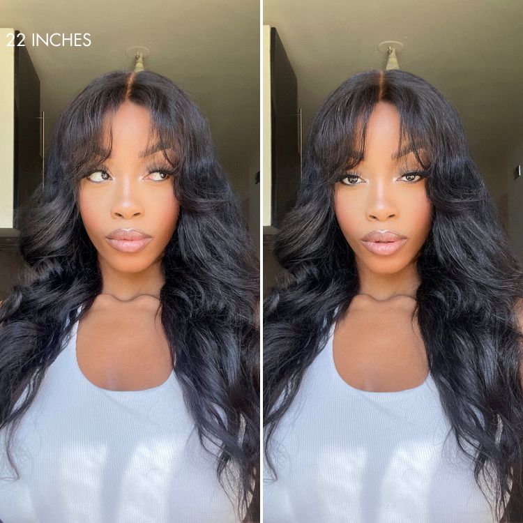 Weekly Special | Halo Hair Style All-Day Comfort Wig Loose Body Wave Glueless 7x6 Closure HD Lace Human Hair Wig with Bangs Pre-Cut Lace