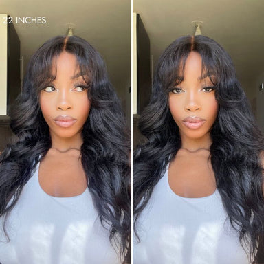 Weekly Special | Halo Hair Style All-Day Comfort Wig Loose Body Wave Glueless 7x6 Closure HD Lace Human Hair Wig with Bangs Pre-Cut Lace