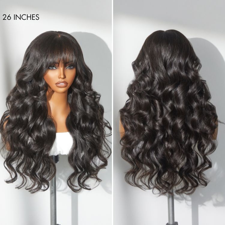 Weekly Special | Halo Hair Style All-Day Comfort Wig Loose Body Wave Glueless 7x6 Closure HD Lace Human Hair Wig with Bangs Pre-Cut Lace