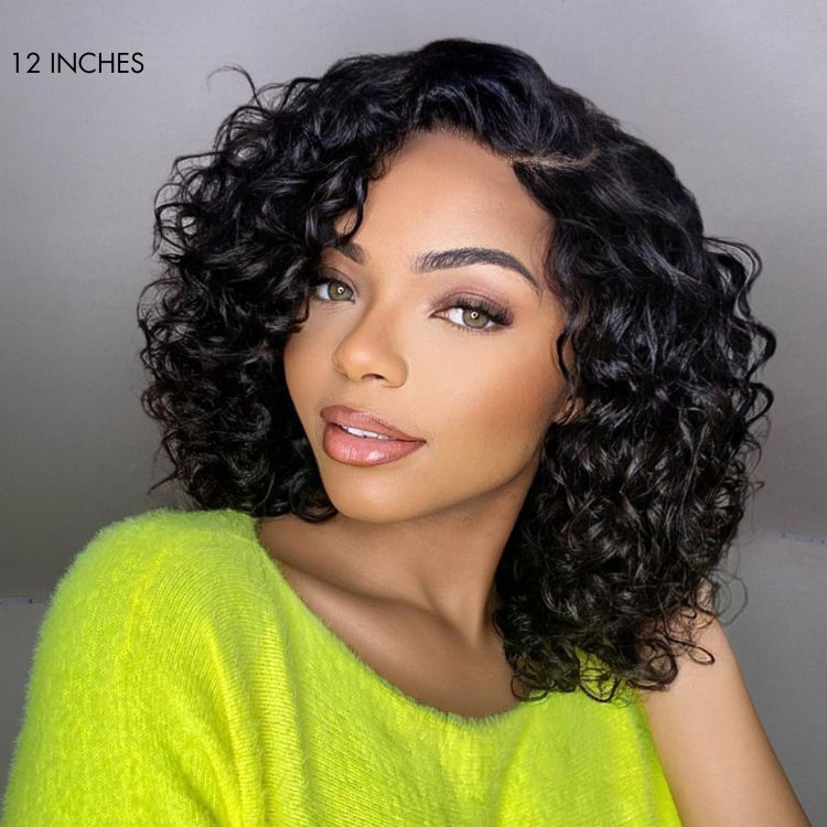 Halo Hair Style All-Day Comfort Wig Deep Wave Glueless Minimalist HD Lace Human Hair Curly Wig Pre-Cut Lace