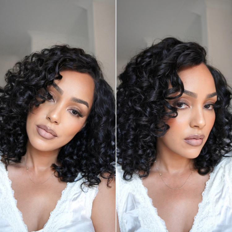 Halo Hair Style Hair Mature Bouncy Curl Left C Part Glueless Minimalist HD Lace Wig Pre-Cut Lace
