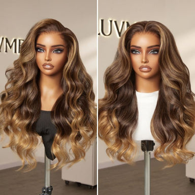 Halo Hair Style All-Day Comfort Wig 180% Density Sun-Kissed Blonde Ombre Highlight Loose Body Wave Glueless 7x6 Closure HD Lace Wig Pre-Cut Lace
