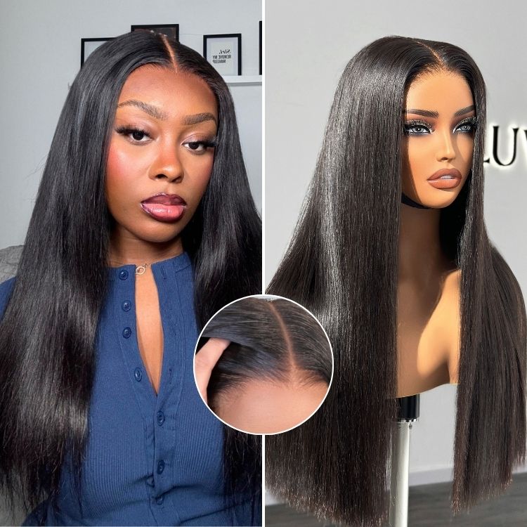 US Only - Halo Hair Style All-Day Comfort Wig 200% Density Bone Straight Glueless 7x6 Closure HD Lace Human Hair Wig Pre-Cut Lace