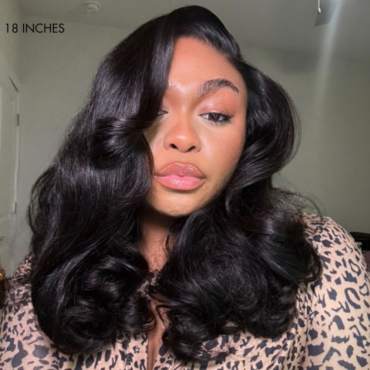 Halo Hair Style All-Day Comfort Wig 200% Density Voluminous Loose Body Wave Glueless Minimalist HD Lace Wig Pre-Cut Lace