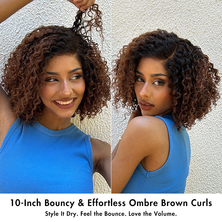 EasyGlam Trendy Short Cut Curly Minimalist HD Lace Glueless Side Part Wig 100% Human Hair Pre-Cut Lace