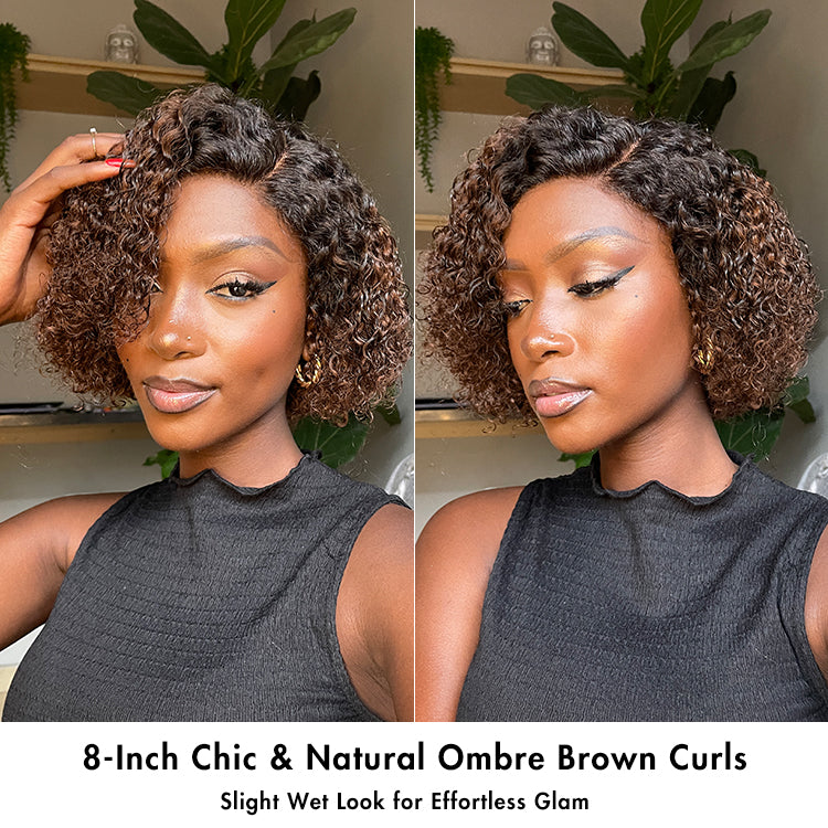 EasyGlam Trendy Short Cut Curly Minimalist HD Lace Glueless Side Part Wig 100% Human Hair Pre-Cut Lace