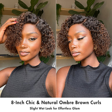EasyGlam Trendy Short Cut Curly Minimalist HD Lace Glueless Side Part Wig 100% Human Hair Pre-Cut Lace