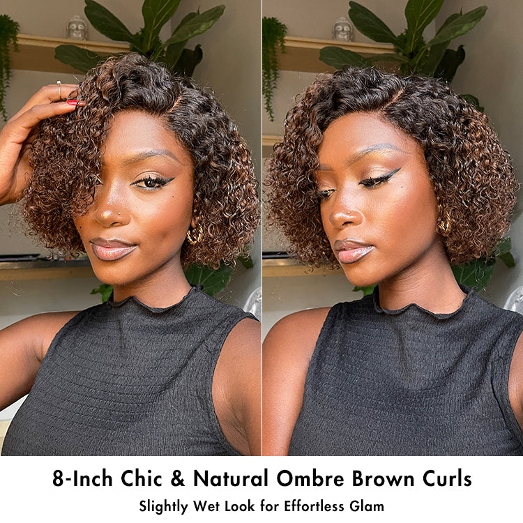 New Customers Only | Trendy Short Cut Curly Minimalist HD Lace Glueless Side Part Wig 100% Human Hair Pre-Cut Lace