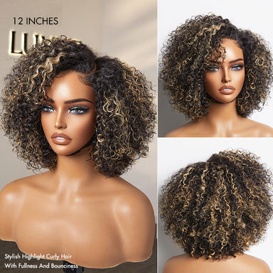 EasyGlam Trendy Short Cut Curly Minimalist HD Lace Glueless Side Part Wig 100% Human Hair Pre-Cut Lace