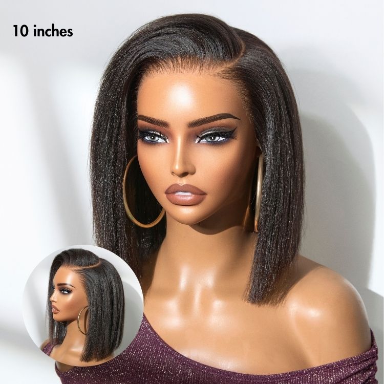 Melted Hair Natural Black Short Cut / Bob Wig Glueless 13x6 Frontal Wig