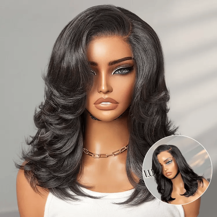 Shake Shape | Effortlessly Chic Layered Haircut Wavy Glueless HD Minimalist Lace Short Wig
