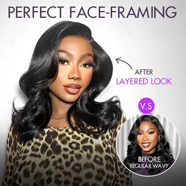 Shake Shape | Effortlessly Chic Layered Haircut Wavy Glueless HD Minimalist Lace Short Wig