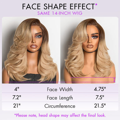 Ombre Blonde Blow Out Layered Cut Wavy Glueless HD Minimalist Lace Wig
