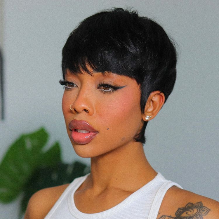 Exclusive Sale | Throw On & Go Short Cut with Bangs Wig Ultra Comfort Cotton Cap Glueless Wig Hair Loss Friendly - US Only