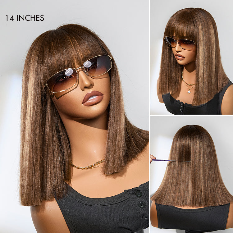 Melted Hair 100% Natural Black Yaki Straight Wig Glueless Minimalist Lace Wig – Style 0090