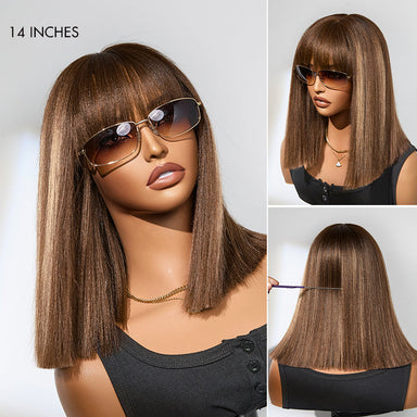 Melted Hair 100% Natural Black Yaki Straight Wig Glueless Minimalist Lace Wig – Style 0090