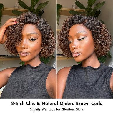 Soft-Shine Mocha Mousse Ombre - Fluffy Kinky Curl Glueless Minimalist HD Lace Wig Ready to Go