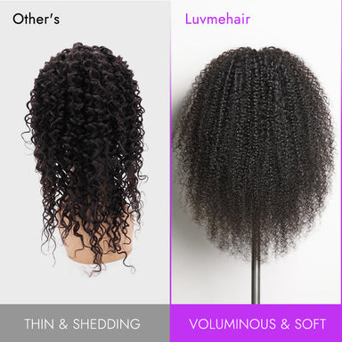 Melted Hair 180% Natural Black Kinky Curly Wig Glueless V Part Wig – Style 6170