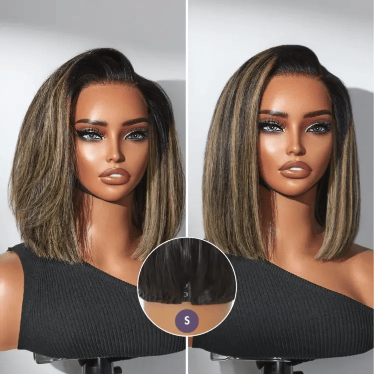 Halo Hair Style All-Day Comfort Wig Blunt Cut Bob Glueless Minimalist HD Lace Short Human Hair Wig Pre-Cut Lace