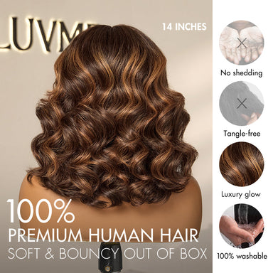 Halo Hair Style Hair 180% Density Elegant Chocolate Brown Loose Wave Minimalist HD Lace Glueless Wig Pre-Cut Lace - US Only