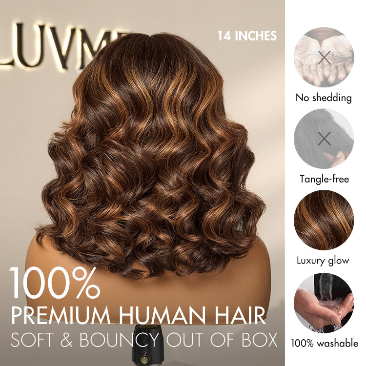 Halo Hair Style Hair 180% Density Elegant Chocolate Brown Loose Wave Minimalist HD Lace Glueless Wig Pre-Cut Lace - US Only