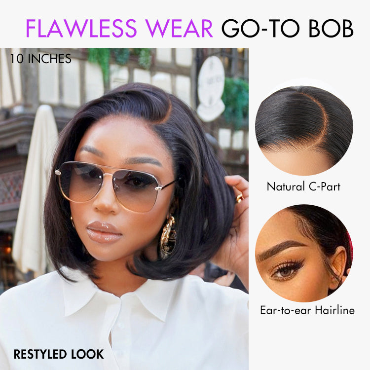 New Customers Only | PreMax Wigs - Natural Black / Blonde Highlight C Part Glueless Lace Front Bob Wig