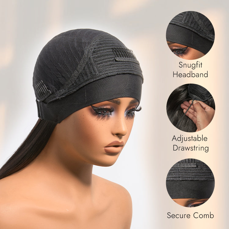 Halo Hair Style Too Easy Texture Wig 180% Density Water Wave Glueless Headband Wig Flexi-Fit Drawstring (Get Free Trendy Headbands)
