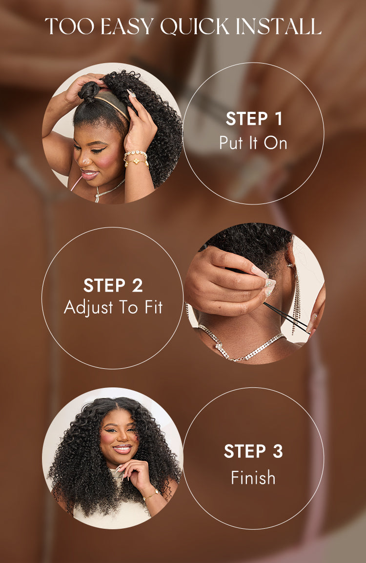 Melted Hair Too Easy Texture™ 3-In-1 Half Wig Kinky Curly Glueless Flexi-Fit Drawstring Wig-14