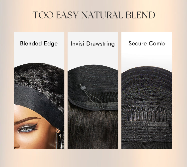 Melted Hair Too Easy Texture™ Wig Kinky Straight Flexi-Fit Drawstring Glueless Headband Wig (Get Free Trendy Headbands)-14
