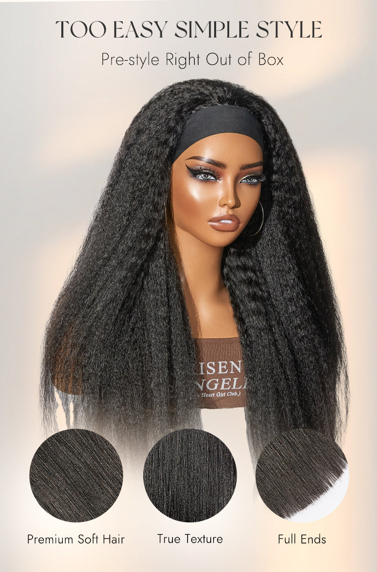 Melted Hair Too Easy Texture™ Wig Kinky Straight Flexi-Fit Drawstring Glueless Headband Wig (Get Free Trendy Headbands)-13