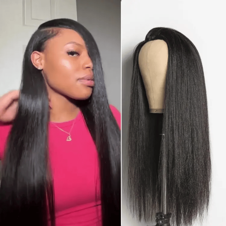 Tiktok Exclusive Deal | Halo Hair Style Too Easy Texture 3-In-1 Half Wig 180% Density Kinky Curly / Yaki Straight / Water Wave Glueless Flexi-Fit Drawstring Wig