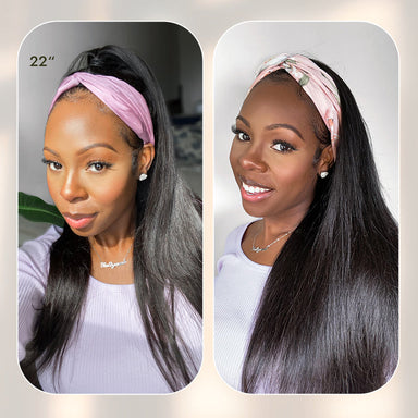 Halo Hair Style Too Easy Texture Wig 180% Density Kinky Straight Flexi-Fit Drawstring Glueless Headband Wig (Get Free Trendy Headbands)