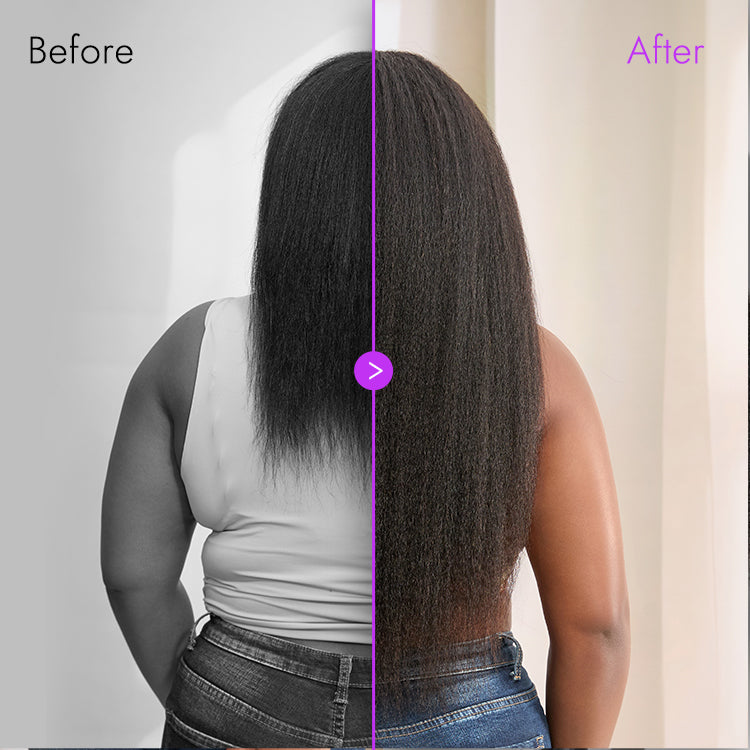 Tiktok Exclusive Deal | Halo Hair Style Too Easy Texture 3-In-1 Half Wig 180% Density Kinky Curly / Yaki Straight / Water Wave Glueless Flexi-Fit Drawstring Wig