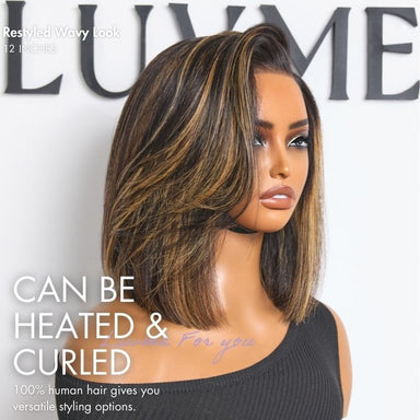 Halo Hair Style All-Day Comfort Wig Brown Highlight Blunt Cut Bob Glueless Minimalist HD Lace Wig Pre-Cut Lace