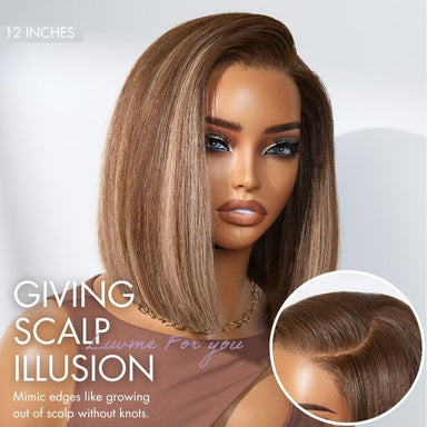 Halo Hair Style All-Day Comfort Wig Highlight Blunt Cut Bob Glueless Minimalist HD Lace Wig Pre-Cut Lace