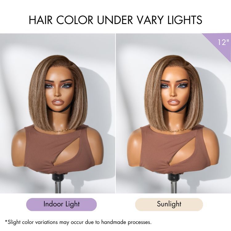 Halo Hair Style All-Day Comfort Wig Highlight Blunt Cut Bob Glueless Minimalist HD Lace Wig Pre-Cut Lace