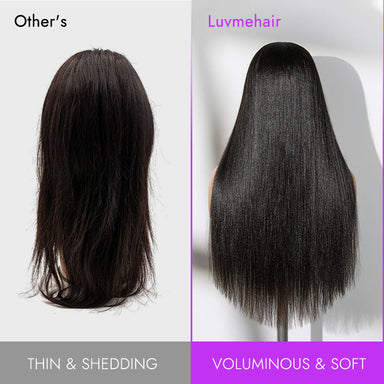 Halo Hair Style Too Easy Texture Wig 180% Density Yaki Straight Glueless Flexi-Fit Drawstring 3-In-1 Half Wig Human Hair