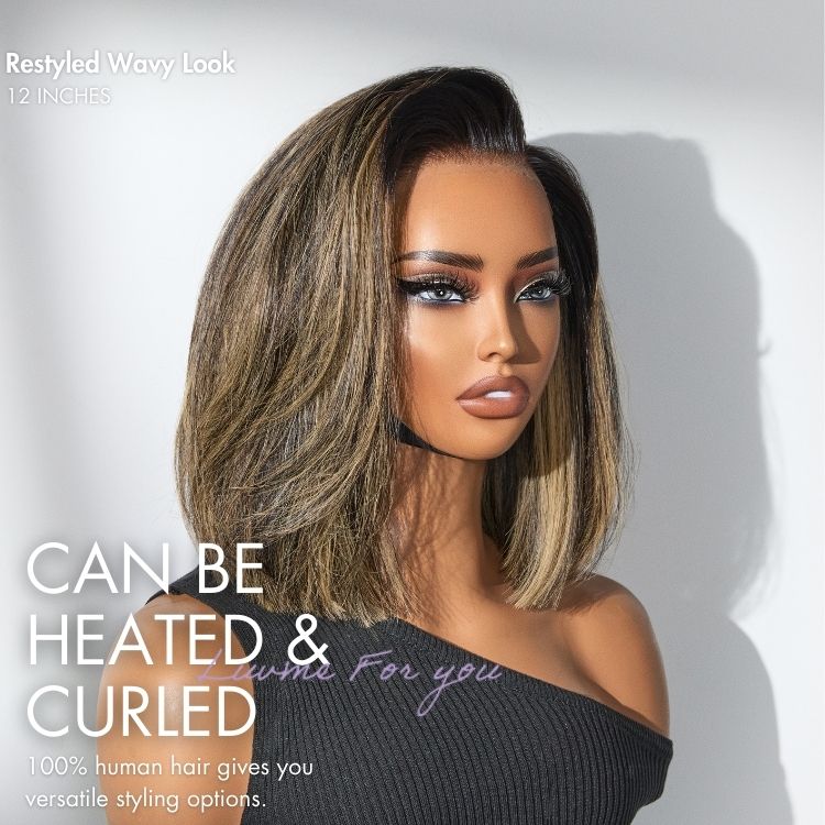 Halo Hair Style All-Day Comfort Wig Blonde Highlight Blunt Cut Bob Glueless Minimalist HD Lace Short Bob Wig Pre-Cut Lace