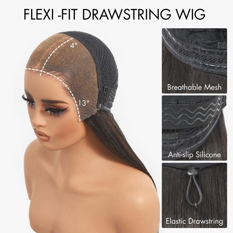 Tiktok Exclusive | PreMax 180% / 250% Density Water Wave Glueless Flexi-Fit Drawstring 13x4 Frontal Lace Fluffy Curly Wig Pre-Cut Lace