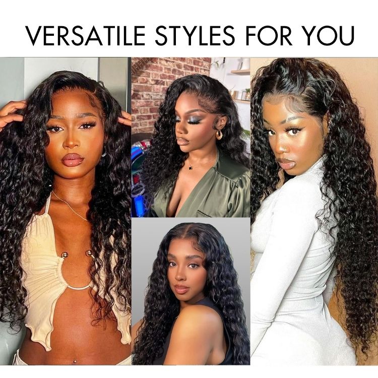 PreMax Water Wave Glueless Flexi-Fit Invisible Drawstring 13x4 Frontal Lace Fluffy Curly Wig Pre-Cut Lace-16