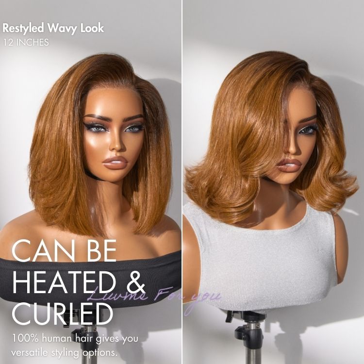 Halo Hair Style All-Day Comfort Wig Ombre Ginger Blunt Cut Bob Glueless Minimalist HD Lace Wig Pre-Cut Lace