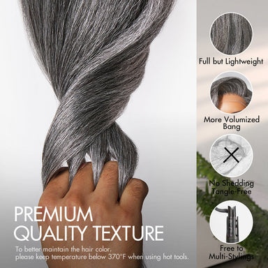 Halo Hair Style Hair 180% Density Salt and Pepper Straight Glueless Minimalist HD Lace T Part Grey Wig Pre-Cut Lace